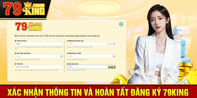 Kiểm tra kỹ thông tin một lần nữa và hoàn tất đăng ký 79KING